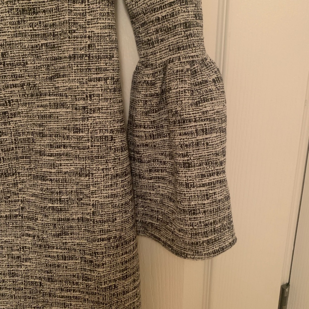 BANANA REPUBLIC Black and White Bell Sleeve Tweed Dress - Picture 5 of 15